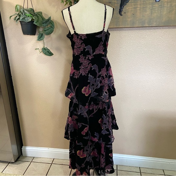 NWOT Lulus I Love You Amore Black Floral Velvet Tiered Maxi Dress - Picture 7 of 10